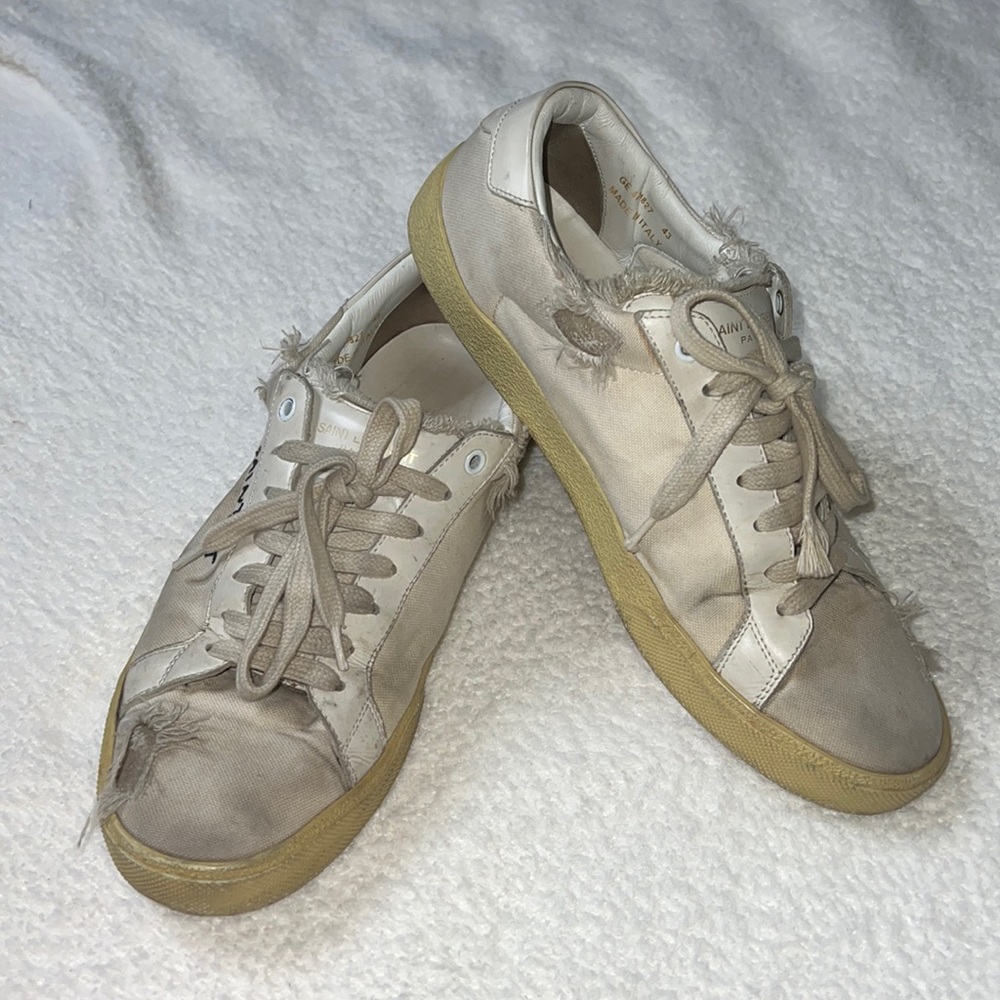 Saint Laurent Distressed Canvas Sneaker